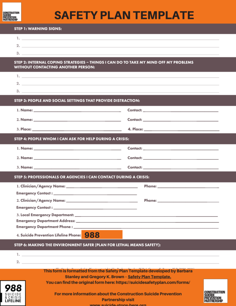 Safety Plan Guide Resources and Training – Construction Suicide Prevention Partnership
